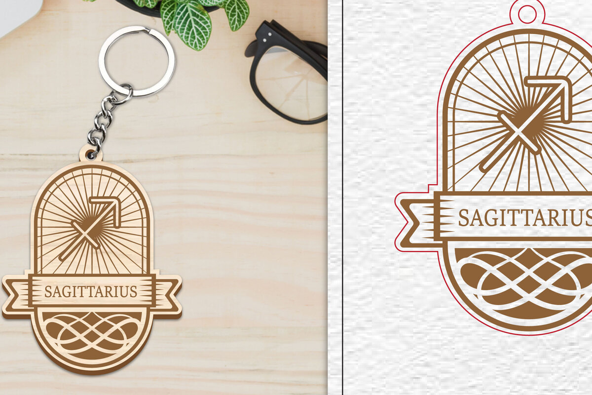 Intra απο ξύλο plywood 3mm-4mm πάχος – Κοπή λέιζερ με μπρελόκ με πινακίδα Τοξότη Δίασταση  5x5 cm INTRAFABR-100961611