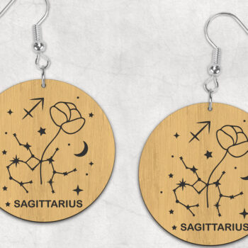 Intra απο ξύλο plywood 3mm-4mm πάχος – Σκουλαρίκια Boho Zodiac Sagittarius Δίασταση 5x5 cm INTRAFABR-28510991 - Image 1