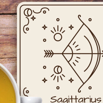 Intra απο ξύλο plywood 3mm-4mm πάχος – Sagittarius Zodiac Coasters Laser Engrav Δίασταση  20x20 cm INTRAFABR-122550826 - Image 1