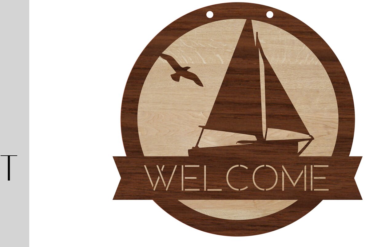 Intra απο ξύλο plywood 3mm-4mm πάχος – Σήμα καλωσορίσματος και κενό ιστιοπλοϊκού σκάφους Δίασταση  20x20 cm INTRAFABR-14177750