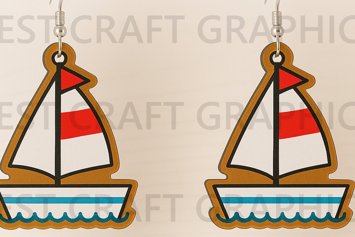 Intra απο ξύλο plywood 3mm-4mm πάχος – Σκουλαρίκια Sailboat Δίασταση  5x5 cm INTRAFABR-123395893
