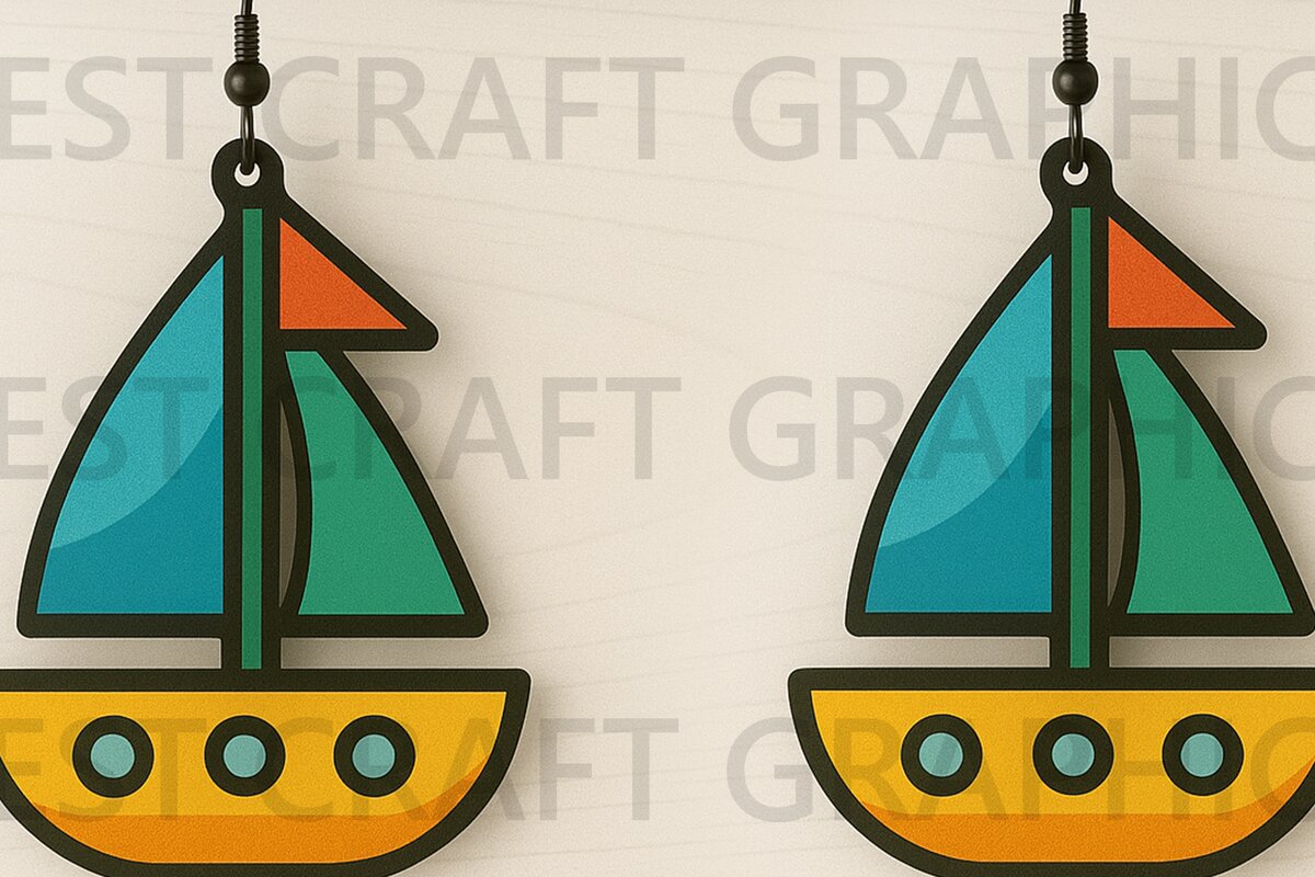 Intra απο ξύλο plywood 3mm-4mm πάχος – Σκουλαρίκια Sailboat Δίασταση  5x5 cm INTRAFABR-123127268