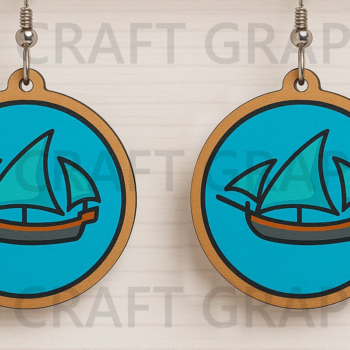 Intra απο ξύλο plywood 3mm-4mm πάχος – Σκουλαρίκια κοπής λέιζερ ιστιοφόρου Δίασταση  5x5 cm INTRAFABR-123663776 - Image 1