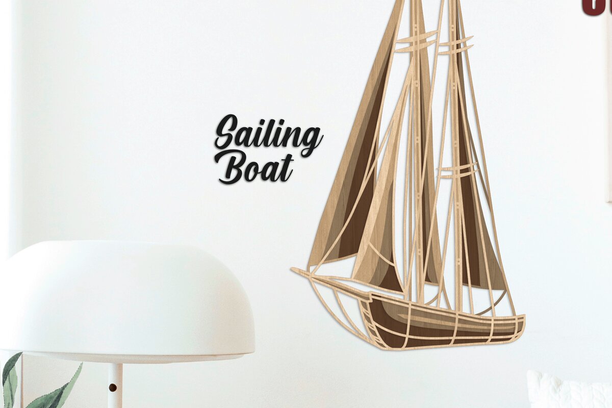 Intra απο ξύλο plywood 3mm-4mm πάχος – Sailing Boat - 3D Multilayer Δίασταση  20x20 cm INTRAFABR-31187402