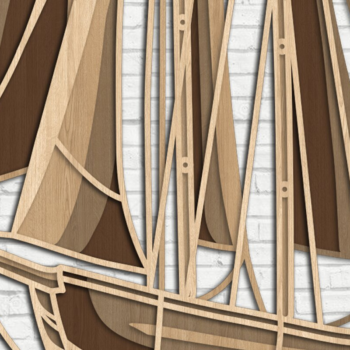 Intra απο ξύλο plywood 3mm-4mm πάχος – Sailing Boat - 3D Multilayer Δίασταση  20x20 cm INTRAFABR-31187402 - Image 4