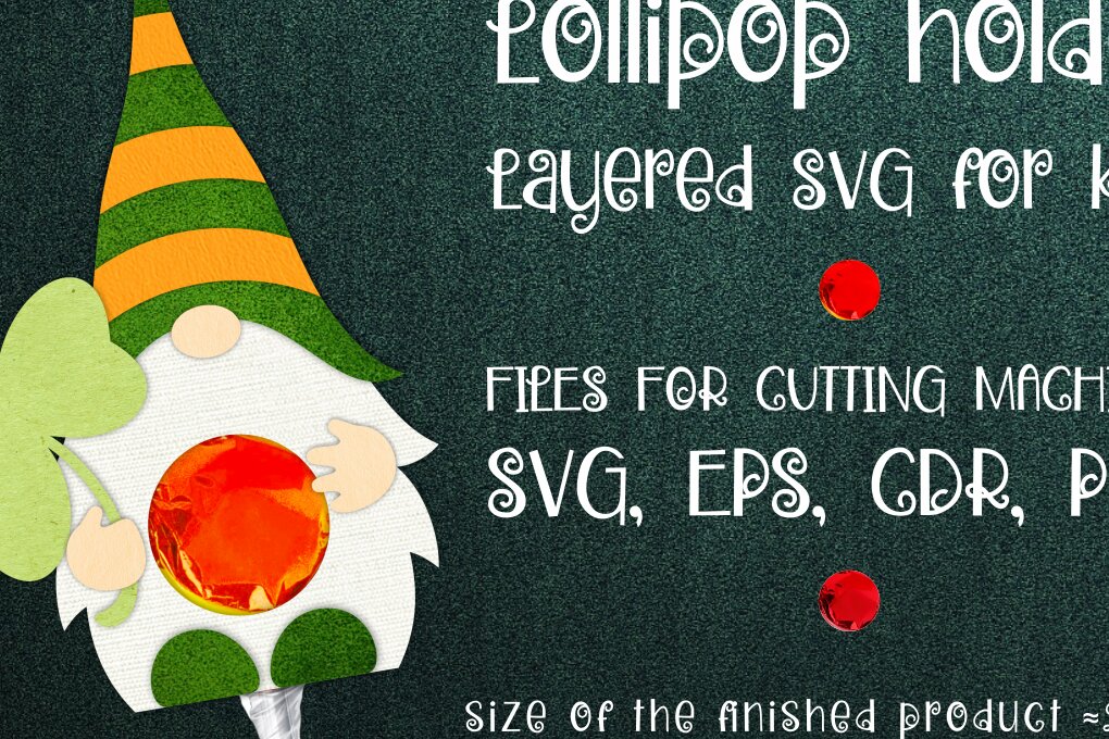 Intra απο ξύλο plywood 3mm-4mm πάχος – Saint Patrick's Gnome - Lollipop Holder Δίασταση  20x20 cm INTRAFABR-8839230