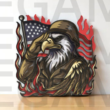 Intra απο ξύλο plywood 3mm-4mm πάχος – Χαιρετισμός Eagle Soldier Δίασταση  20x20 cm INTRAFABR-123433146 - Image 3