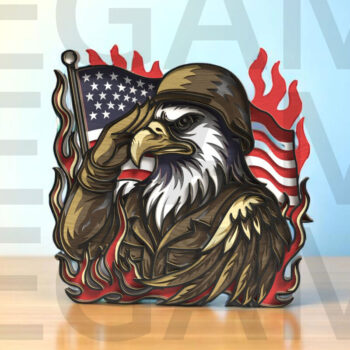 Intra απο ξύλο plywood 3mm-4mm πάχος – Χαιρετισμός Eagle Soldier Δίασταση  20x20 cm INTRAFABR-123433146 - Image 4