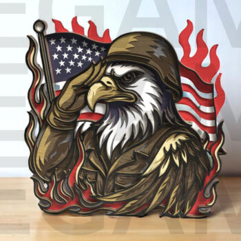 Intra απο ξύλο plywood 3mm-4mm πάχος – Χαιρετισμός Eagle Soldier Δίασταση  20x20 cm INTRAFABR-123433146 - Image 6