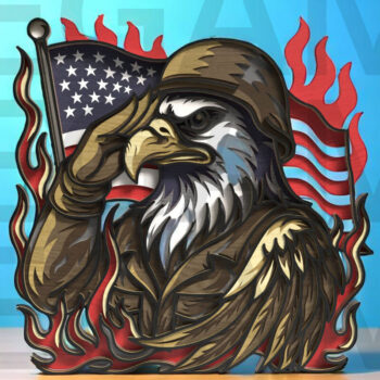 Intra απο ξύλο plywood 3mm-4mm πάχος – Χαιρετισμός Eagle Soldier Δίασταση  20x20 cm INTRAFABR-123433146 - Image 7