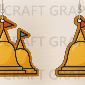 Intra απο ξύλο plywood 3mm-4mm πάχος – Sandcastle σκουλαρίκια Δίασταση  5x5 cm INTRAFABR-123334830 - Image 1