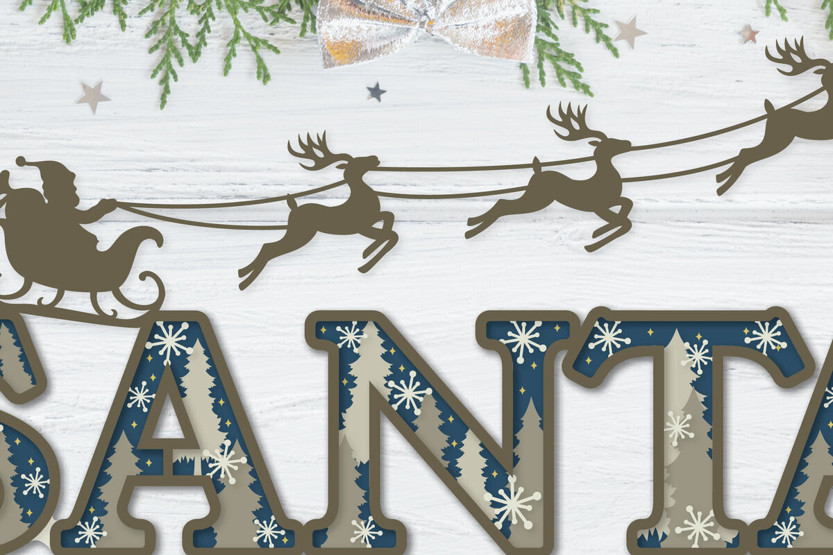 Intra απο ξύλο plywood 3mm-4mm πάχος – Santa 3D Shadow Box Layered Cut Δίασταση  20x20 cm INTRAFABR-79346902