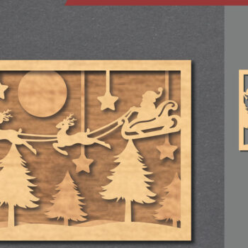 Intra απο ξύλο plywood 3mm-4mm πάχος – Scene Santa and Sleight Cut Laser Δίασταση  20x20 cm INTRAFABR-112466022 - Image 1