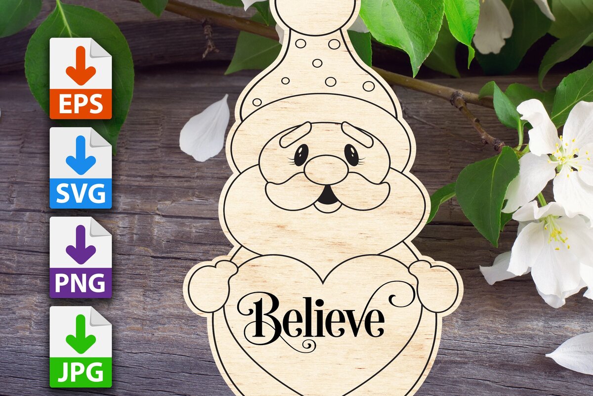 Intra απο ξύλο plywood 3mm-4mm πάχος – Στολίδι Santa Believe Δίασταση  20x20 cm INTRAFABR-46007381