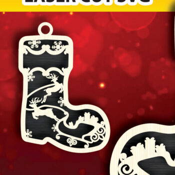 Intra απο ξύλο plywood 3mm-4mm πάχος – Santa Boots Ornaments Δίασταση  20x20 cm INTRAFABR-104425226 - Image 1