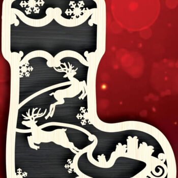 Intra απο ξύλο plywood 3mm-4mm πάχος – Santa Boots Ornaments Δίασταση  20x20 cm INTRAFABR-104425226 - Image 2