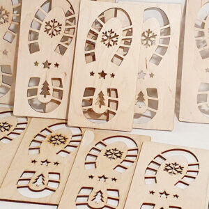 Intra απο ξύλο plywood 3mm-4mm πάχος – Στένσιλ Santa Claus 2 Designs Footprints Δίασταση  40x30 cm INTRAFABR-92966132