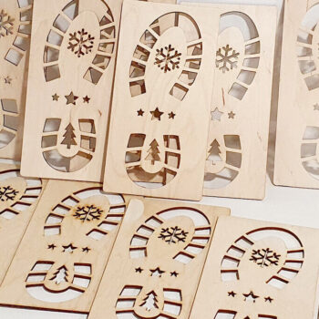 Intra απο ξύλο plywood 3mm-4mm πάχος – Στένσιλ Santa Claus 2 Designs Footprints Δίασταση  40x30 cm INTRAFABR-92966132 - Image 2