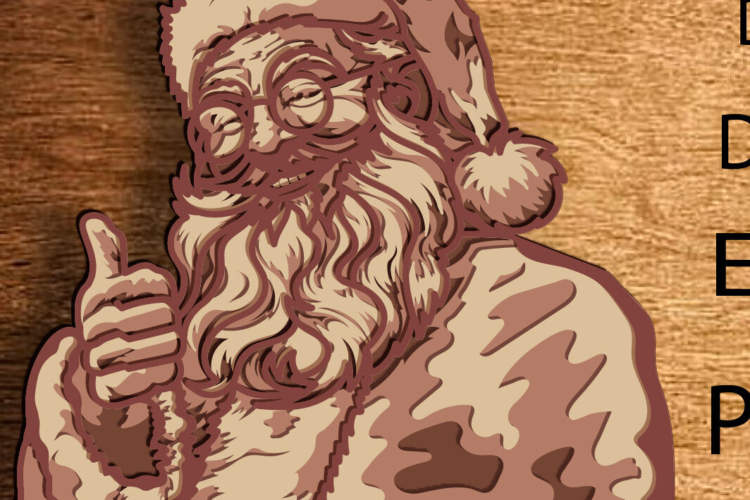 Intra απο ξύλο plywood 3mm-4mm πάχος – Αρχείο 3D Layered Santa Claus Δίασταση  20x20 cm INTRAFABR-80682619