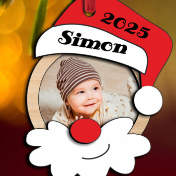 Intra απο ξύλο plywood 3mm-4mm πάχος – Χριστουγεννιάτικη κορνίζα μωρού Άγιου Βασίλη Δίασταση 20x20 cm INTRAFABR-108788382 - Image 2