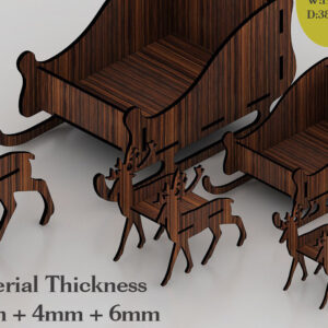 Intra απο ξύλο plywood 3mm-4mm πάχος – Χριστουγεννιάτικο ελκήθρο ελαφιού Άγιου Βασίλη 273 Δίασταση  20x20 cm INTRAFABR-53991494