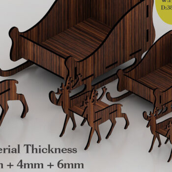 Intra απο ξύλο plywood 3mm-4mm πάχος – Χριστουγεννιάτικο ελκήθρο ελαφιού Άγιου Βασίλη 273 Δίασταση  20x20 cm INTRAFABR-53991494 - Image 1