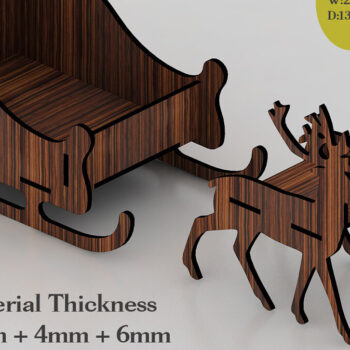 Intra απο ξύλο plywood 3mm-4mm πάχος – Χριστουγεννιάτικο ελκήθρο ελαφιού Άγιου Βασίλη 273 Δίασταση  20x20 cm INTRAFABR-53991494 - Image 2