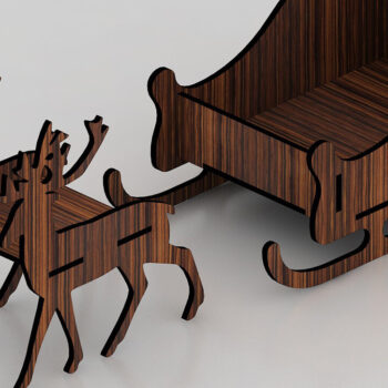 Intra απο ξύλο plywood 3mm-4mm πάχος – Χριστουγεννιάτικο ελκήθρο ελαφιού Άγιου Βασίλη 273 Δίασταση  20x20 cm INTRAFABR-53991494 - Image 3