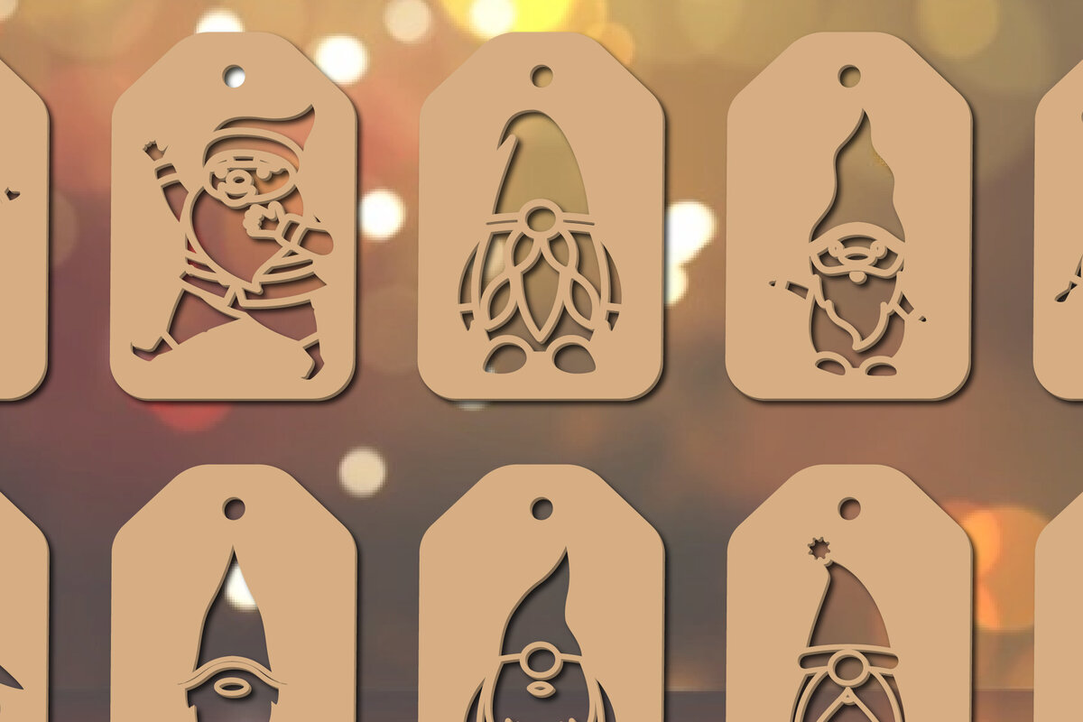 Intra απο ξύλο plywood 3mm-4mm πάχος – Πακέτο ετικετών χριστουγεννιάτικου δώρου Άγιου Βασίλη Δίασταση  20x20 cm INTRAFABR-19486931