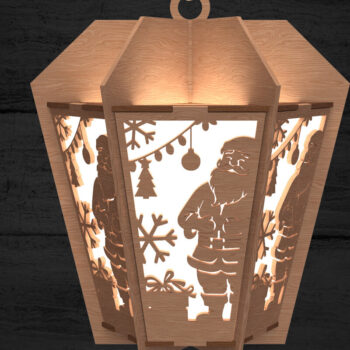Intra απο ξύλο plywood 3mm-4mm πάχος – Χριστουγεννιάτικο φανάρι Άγιου Βασίλη Δίασταση 20x20 cm INTRAFABR-108902668 - Image 1