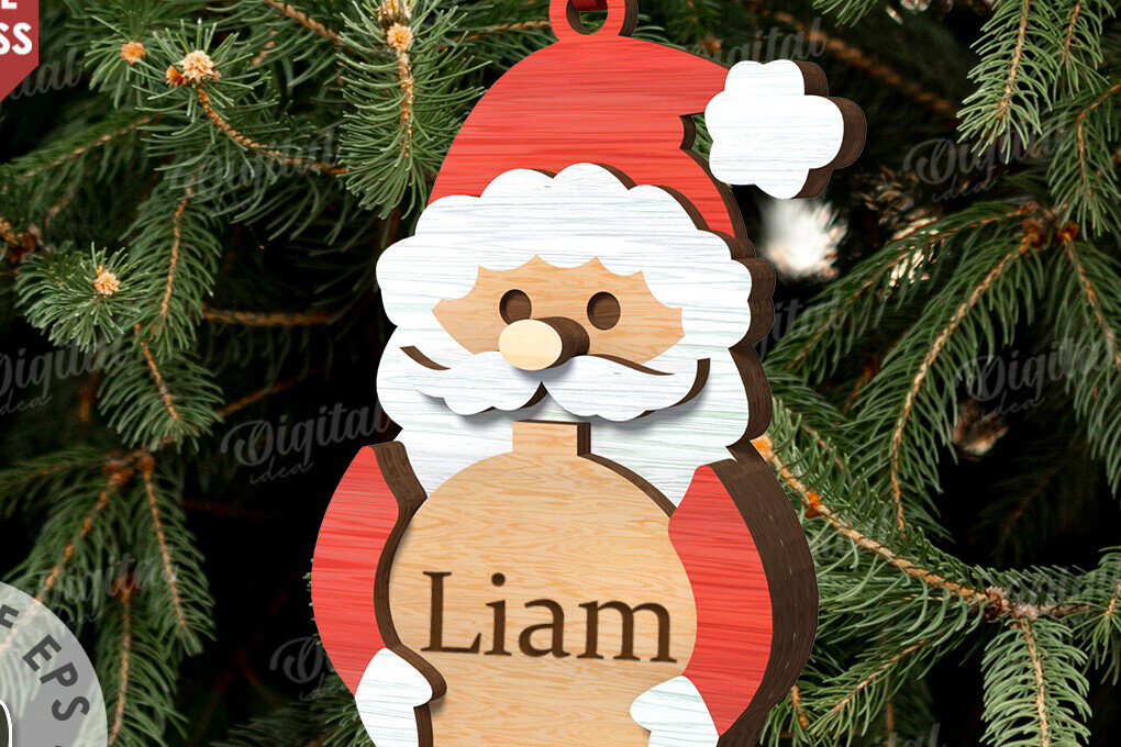 Intra απο ξύλο plywood 3mm-4mm πάχος – Χριστουγεννιάτικο στολίδι Άγιος Βασίλης Δίασταση  20x20 cm INTRAFABR-111210197