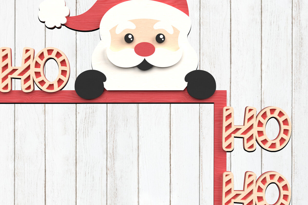 Intra απο ξύλο plywood 3mm-4mm πάχος – Διακόσμηση γωνιακού ραφιού Santa Claus HO HO HO Δίασταση  20x20 cm INTRAFABR-110667783