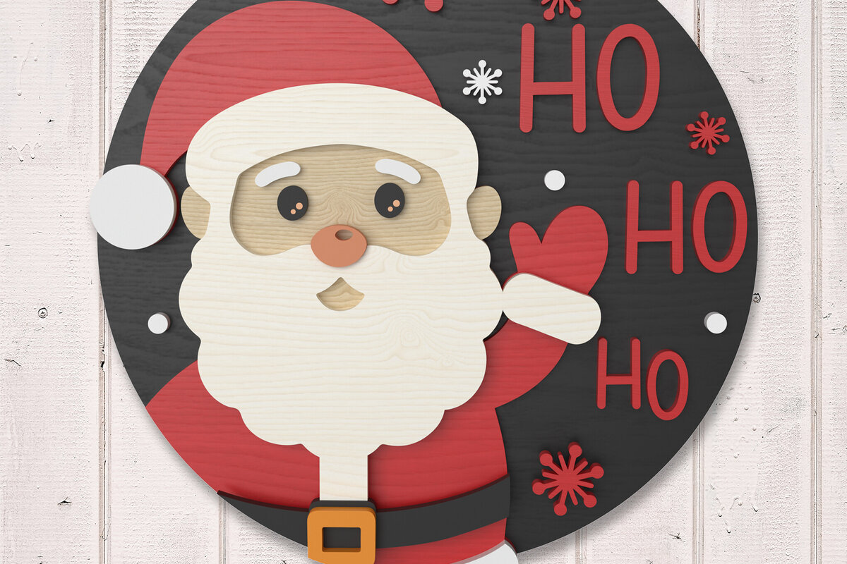 Intra απο ξύλο plywood 3mm-4mm πάχος – Αρχείο Sign Santa Claus Ho Ho Ho Δίασταση  40x30 cm INTRAFABR-106434990