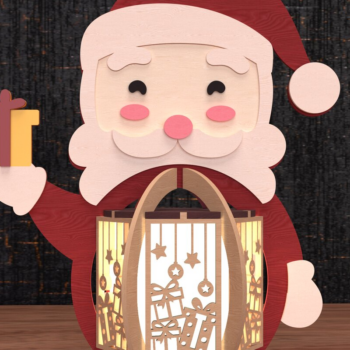 Intra απο ξύλο plywood 3mm-4mm πάχος – Φανάρι Άγιου Βασίλη με διακόσμηση δώρου Δίασταση  20x20 cm INTRAFABR-108066189 - Image 1