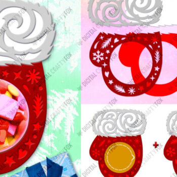 Intra απο ξύλο plywood 3mm-4mm πάχος – Santa Claus Mitten Candy Dome Δίασταση  20x20 cm INTRAFABR-80253579 - Image 1