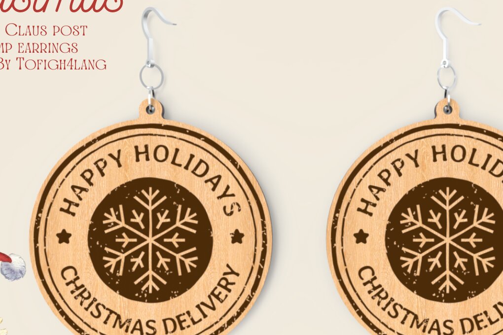 Intra απο ξύλο plywood 3mm-4mm πάχος – Σκουλαρίκια με γραμματόσημα Άγιου Βασίλη | Λέιζερ Δίασταση  5x5 cm INTRAFABR-84709301