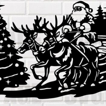Intra απο ξύλο plywood 3mm-4mm πάχος – Αρχείο αποκοπής Άγιος Βασίλης με τάρανδο Δίασταση  20x20 cm INTRAFABR-115222465 - Image 1