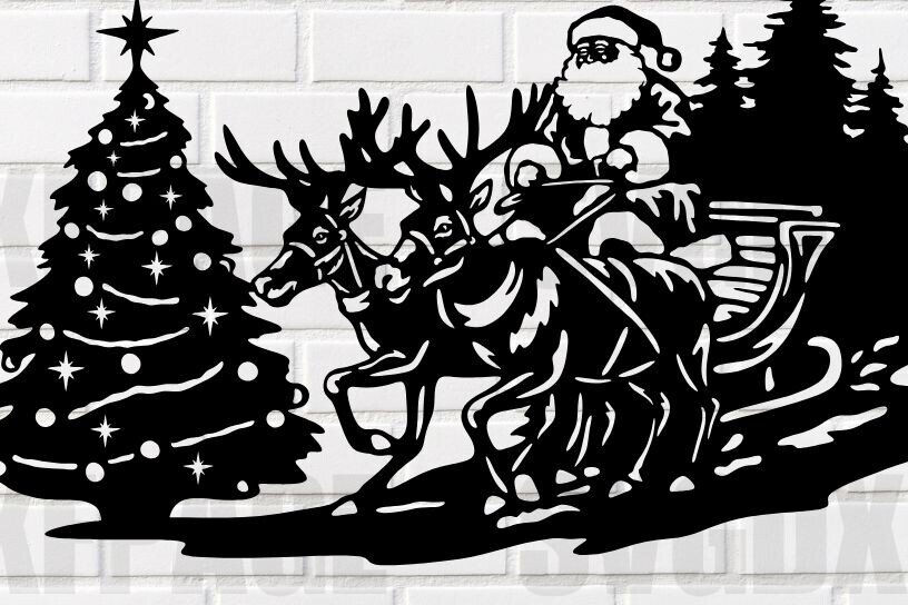 Intra απο ξύλο plywood 3mm-4mm πάχος – Αρχείο αποκοπής Άγιος Βασίλης με τάρανδο Δίασταση  20x20 cm INTRAFABR-115222465