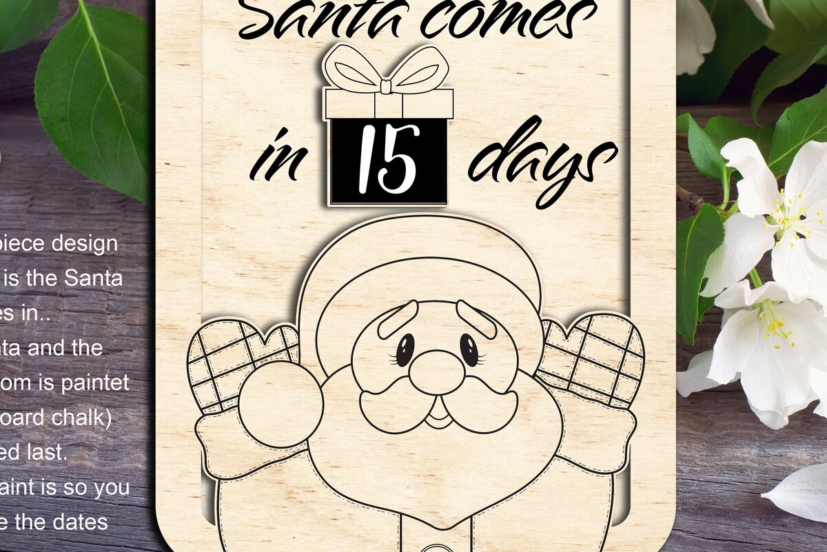 Intra απο ξύλο plywood 3mm-4mm πάχος – Ο Άγιος Βασίλης έρχεται σε __Days Sign Δίασταση  40x30 cm INTRAFABR-36155653