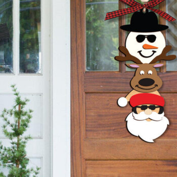 Intra απο ξύλο plywood 3mm-4mm πάχος – Κρεμάστρα πόρτας Άγιος Βασίλης, Ελάφια και Χιονάνθρωπος Δίασταση  20x20 cm INTRAFABR-120779427 - Image 2