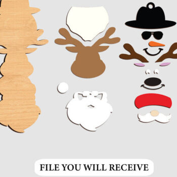 Intra απο ξύλο plywood 3mm-4mm πάχος – Κρεμάστρα πόρτας Άγιος Βασίλης, Ελάφια και Χιονάνθρωπος Δίασταση  20x20 cm INTRAFABR-120779427 - Image 3