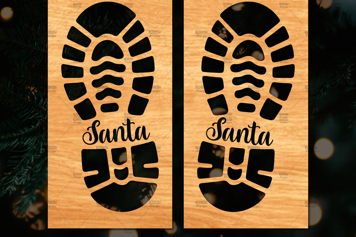 Intra απο ξύλο plywood 3mm-4mm πάχος – Santa Footprint, Santa Footprint Δίασταση  20x20 cm INTRAFABR-109740805