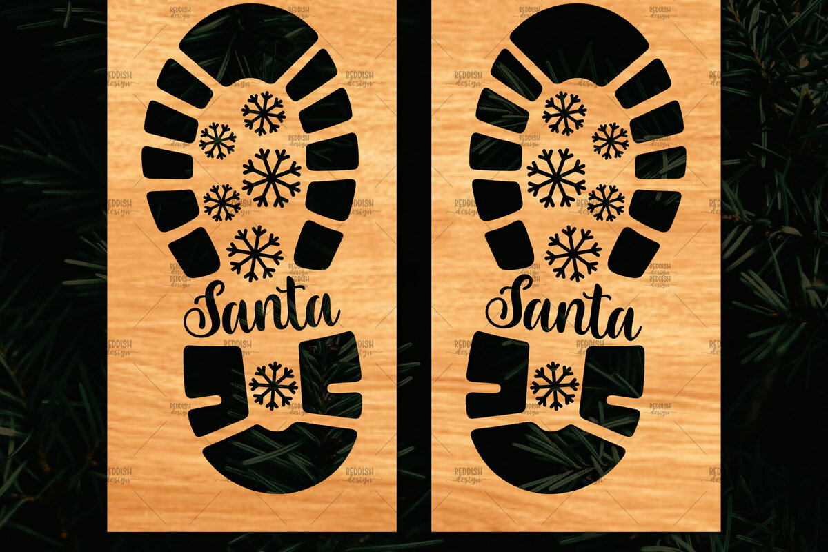Intra απο ξύλο plywood 3mm-4mm πάχος – Santa Footprint, Santa Footprint Δίασταση  20x20 cm INTRAFABR-109740822