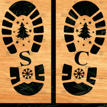 Intra απο ξύλο plywood 3mm-4mm πάχος – Santa Footprint, Santa Footprint Δίασταση  20x20 cm INTRAFABR-109740652 - Image 1