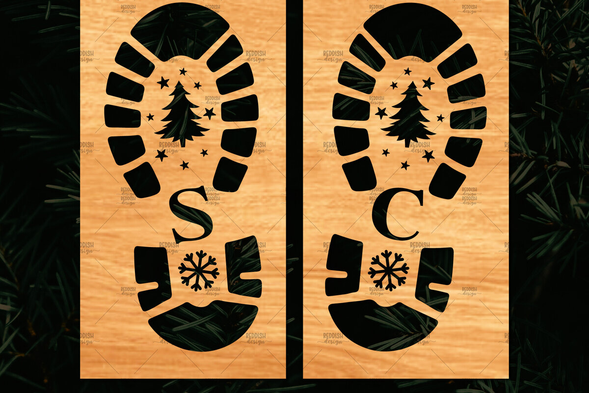 Intra απο ξύλο plywood 3mm-4mm πάχος – Santa Footprint, Santa Footprint Δίασταση  20x20 cm INTRAFABR-109740652