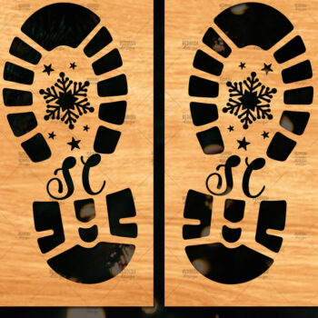 Intra απο ξύλο plywood 3mm-4mm πάχος – Santa Footprint, Santa Footprint Δίασταση  20x20 cm INTRAFABR-109740701 - Image 1