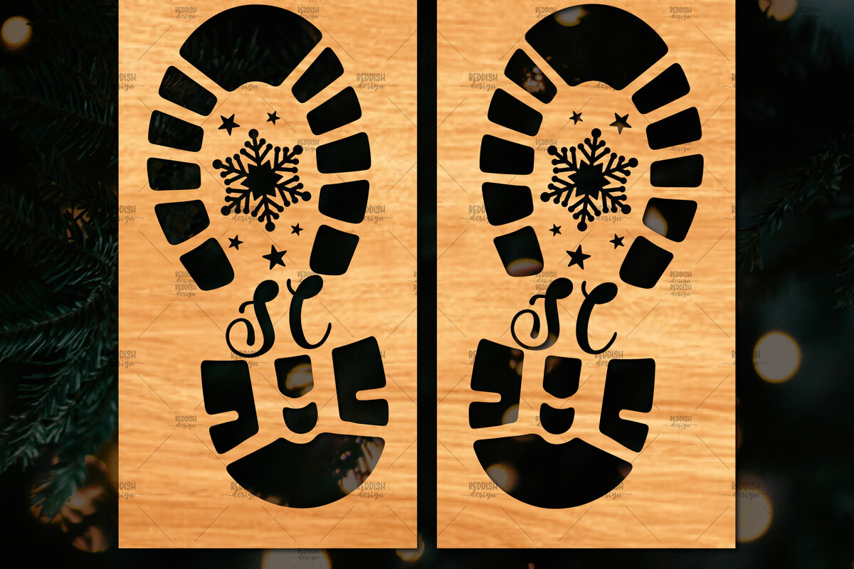 Intra απο ξύλο plywood 3mm-4mm πάχος – Santa Footprint, Santa Footprint Δίασταση  20x20 cm INTRAFABR-109740701