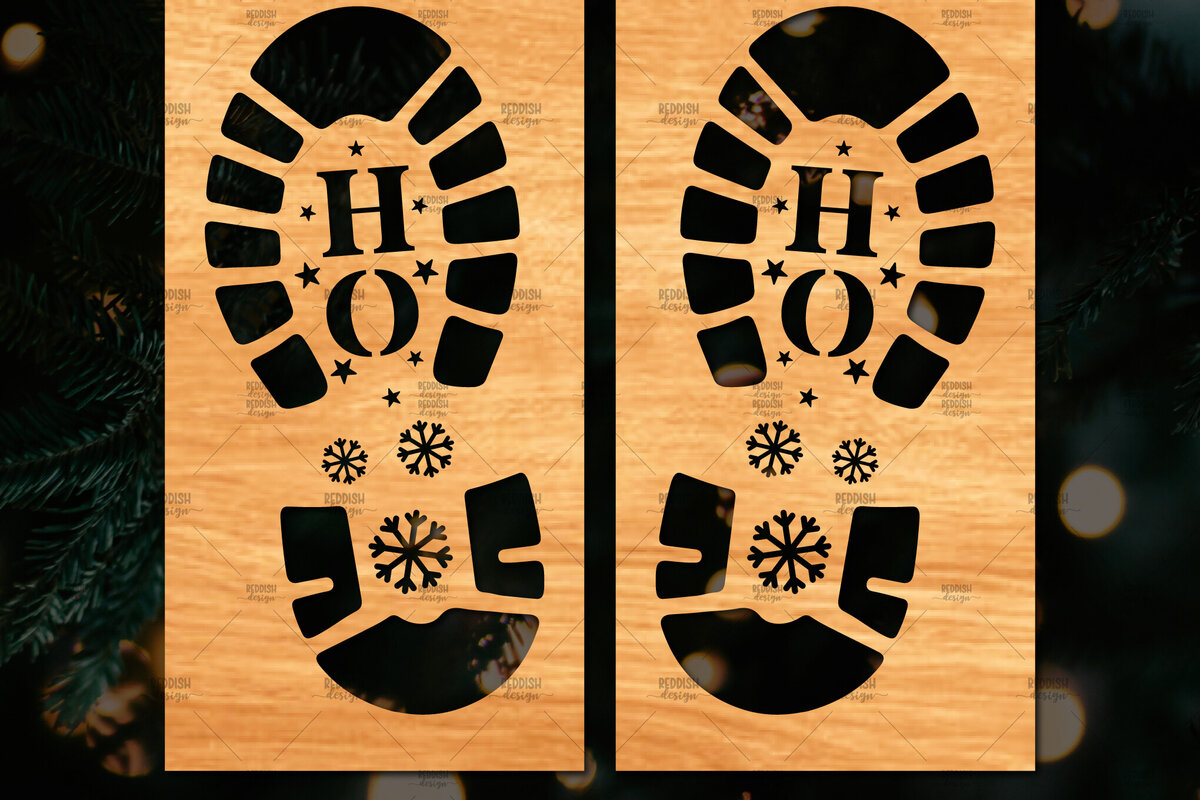 Intra απο ξύλο plywood 3mm-4mm πάχος – Santa Footprint, Santa Footprint Δίασταση  20x20 cm INTRAFABR-109740745