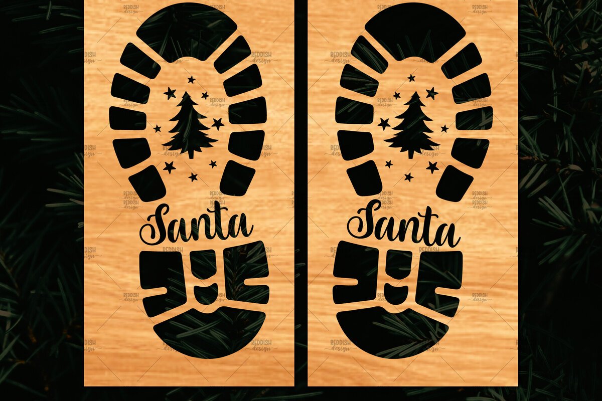 Intra απο ξύλο plywood 3mm-4mm πάχος – Santa Footprint, Santa Footprint Δίασταση  20x20 cm INTRAFABR-109740760