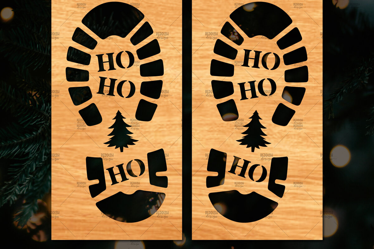 Intra απο ξύλο plywood 3mm-4mm πάχος – Santa Footprint, Santa Footprint Δίασταση  20x20 cm INTRAFABR-109740773